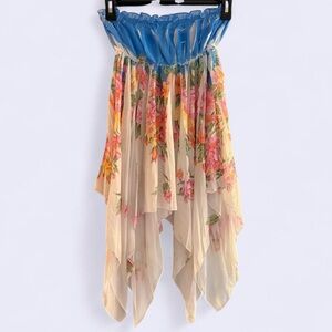 Floral Blue and Cream Women's Skirt